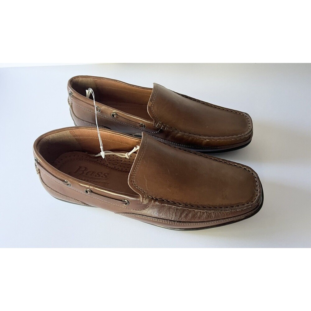 Bass G. H. Bass & Company Hank Brown Leather Slip On Mocassins Loafers Size 9.5